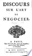 Discours sur l'art de negocier