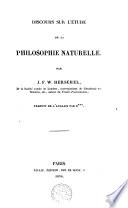 Discours sur l'étude de la philosophie naturelle
