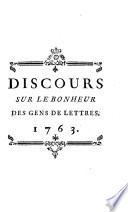 Discours sur le Bonheur des Gens de Lettres