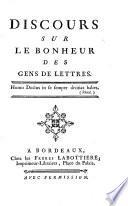 Discours sur le Bonheur des Gens de Lettres