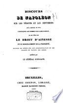 Discours sur les vérités et les sentimens qu'il importe le plus d'inculquer aus hommes pour leur bonheur, ou ses idées sur le droit d'ainesse et le morcellement de la propriété
