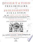 DISSERTATION PRELIMINAIRE OU PROLEGOMENES SUR LA BIBLE.