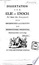 Dissertation sur Elie et Enoch