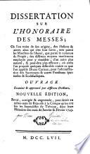 Dissertation sur l'honoraire des messes