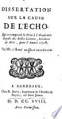 Dissertation sur la cause de l'echo