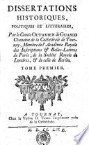 DISSERTATIONS HISTORIQUES, POLITIQUES ET LITTERAIRES
