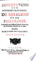 Dissertations sur diverses matières de religion et de philologie0