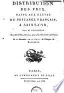 Distribution des prix, faite aux élèves du prytanée de Saint-Cyr ... le 29 thermidor an 12