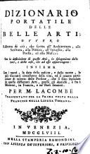 Dizionario portatile delle belle arti