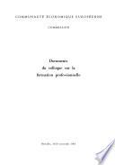 Documents du colloque sur la formation professionelle