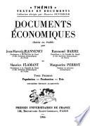 Documents économiques: Population, production, prix