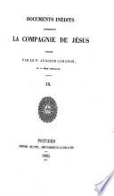 Documents inédits concernant la Compagnie de Jésus