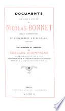 Documents pour servir à l'histoire de Nicolas Bonnet