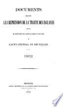 Documents relatifs à la répression de la traite des esclaves