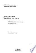 Documents, Working Papers - Council of Europe, Parliamentary Assembly