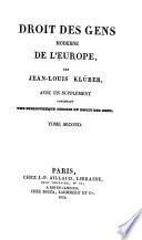 Droit des gens moderne de l'Europe