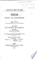 Droit francais:- De la séparation des patrimoines