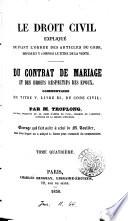 Du contrat de mariage et des droits respectifs des époux