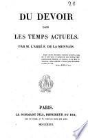 Du devoir dans les temps actuels