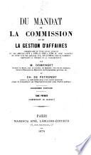 Du mandat de la commission et de la gestion d'affaires [...]