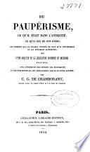 Du paupérisme ce qu'il était dans l' antiquité ce qui'il est de nos jours ...
