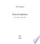 Ecrits de l'éphémère