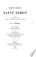 Écrits inédits de Saint-Simon: Mélanges