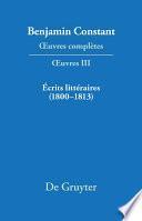 Écrits littéraires (1800–1813)