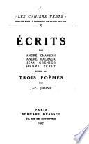 Écrits par André Chamson, Andre Malraux, Jean Grenier, Henri Petit, suivis de trois poèmes par J.-P. Jouve
