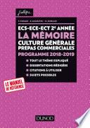 ECS-ECE-ECT 2e année - La mémoire - Culture générale Prépas commerciales - Programme 2018-2019