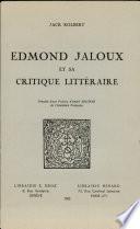 Edmond Jaloux et sa critique littéraire