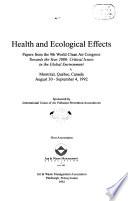 Effets Sur la Santé Et Sur L'écologie