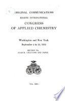 Eighth International Congress of Applied Chemistry, Washington and New York, September 4 to 13, 1912 ...: Original communications; v. 1. section I. Analytical chemistry