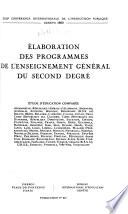 Elaboration des programmes de l'enseignement général du second degré