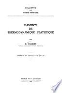 Éléments de thermodynamique statistique