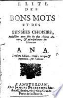 Elite des bon mots et des pensées choisies