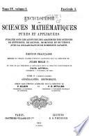 Encyclopédie des sciences mathématiques pures et appliquées