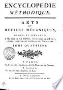 Encyclopédie méthodique. Arts et métiers mécaniques