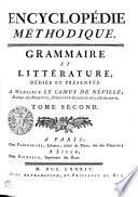 Encyclopédie méthodique. Grammaire et littérature