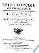 Encyclopédie Méthodique. Logique et Métaphysique