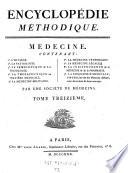 Encyclopédie Méthodique. Médecine