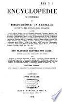 Encyclopedie moderne ou Bibliothéque universelle de toutes les connaissances humaines