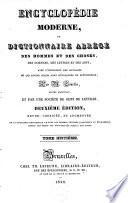 Encyclopédie moderne, ou: Dictionnaire abrégé des hommes et des choses, des sciences, des lettres et des arts