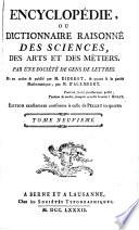 Encyclopédie ou dictionnaire raisonné des sciences, des arts et des métiers