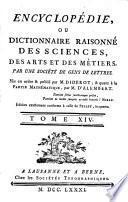Encyclopédie ou Dictionnaire raisonné des sciences, des arts et des métiers