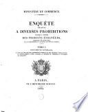 Enquête relative à diverses prohibitions établies à l'entrée des produits étrangers