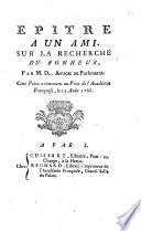 Epitre a un ami sur la recherche du bonheur