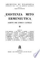 Esistenza, mito, ermeneutica: Ermeneutica e demitizzazione. Storia della filosofia. Filosofia della religione