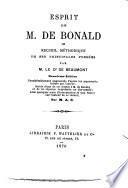 Esprit de M. de Bonald, ou Recueil méthodique de ses principales pensées
