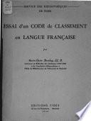Essai d'un code de classement en langue française